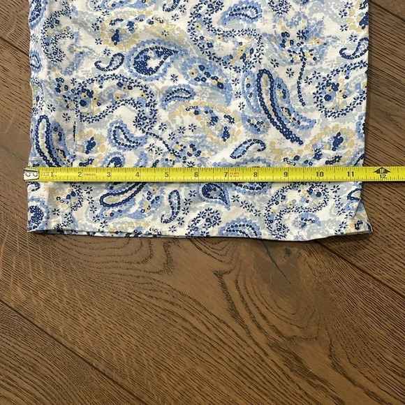 NWT Wide Leg Cotton Blend Lightweight Summer Blue Paisley Beach Pants - Picture 6 of 9